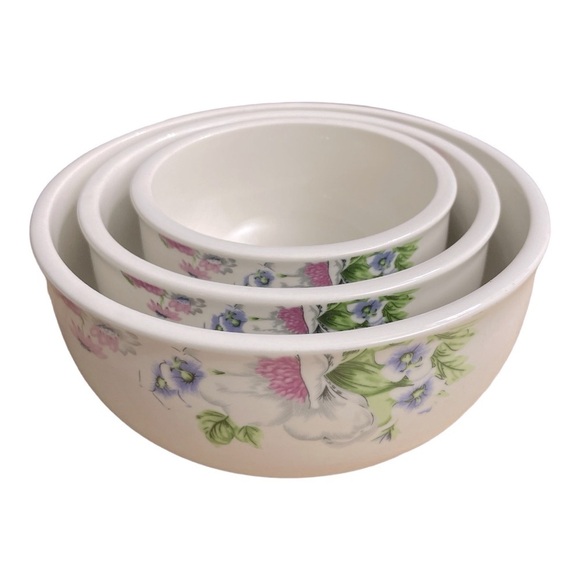 China Nesting Bowls Rose Chintz Design Coastline set of 3 - Picture 7 of 13